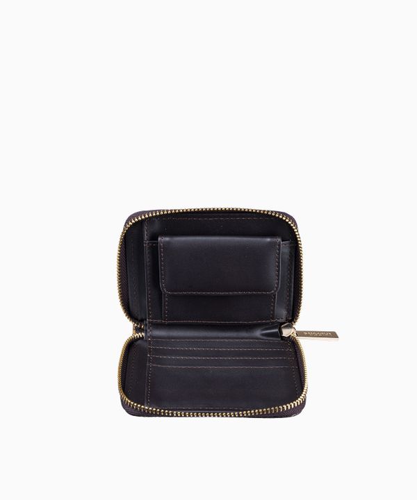 Mały logowany portfel damski brązowy