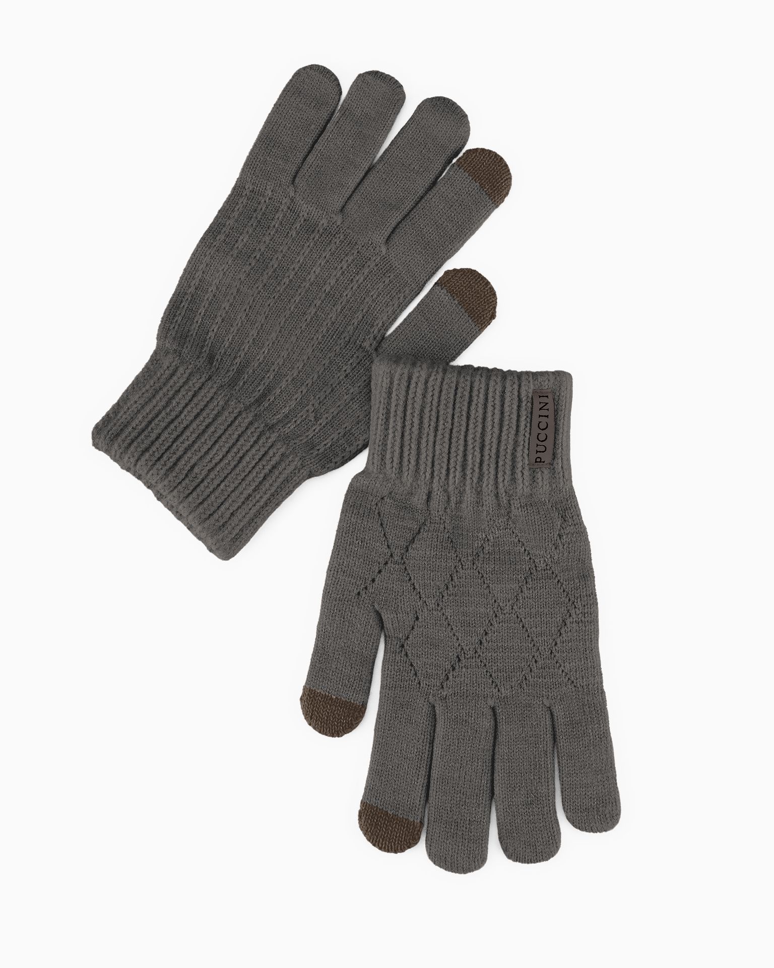 Rękawiczki dzianinowe z plecionym wzorem szare