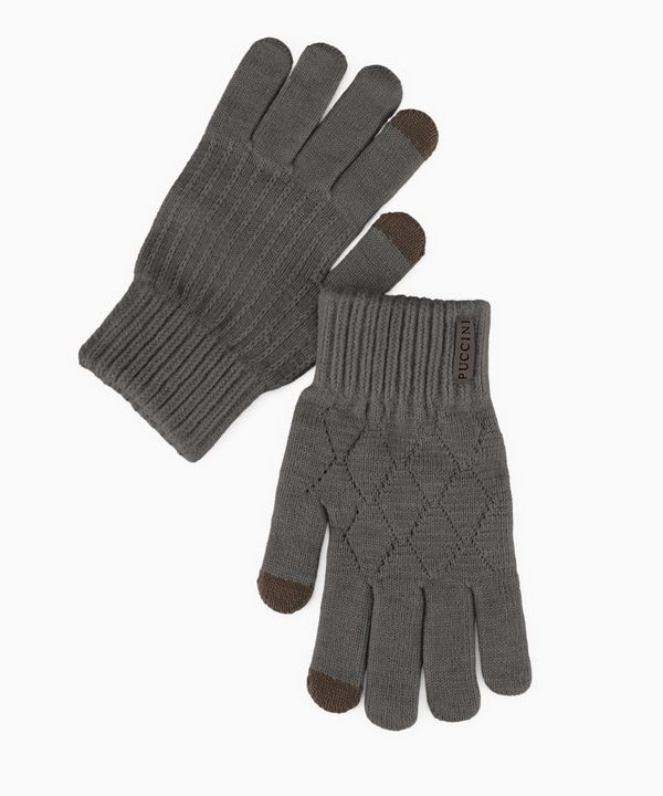 Rękawiczki dzianinowe z plecionym wzorem szare