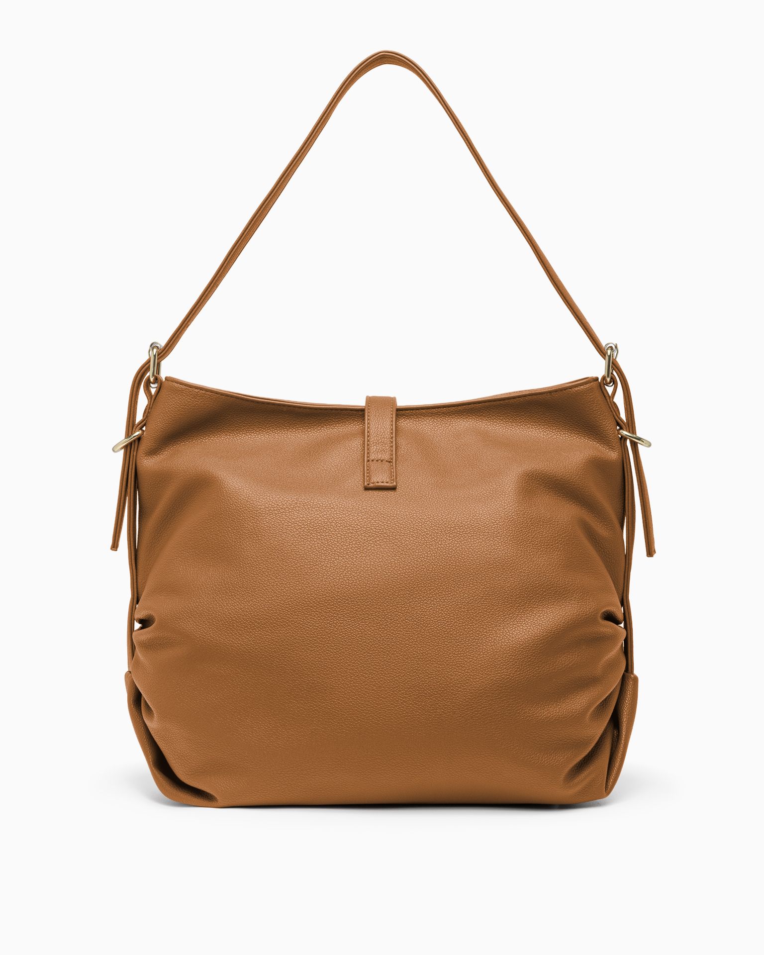 Torebka damska na ramię duża ze skóry ekologicznej jasnobrązowa