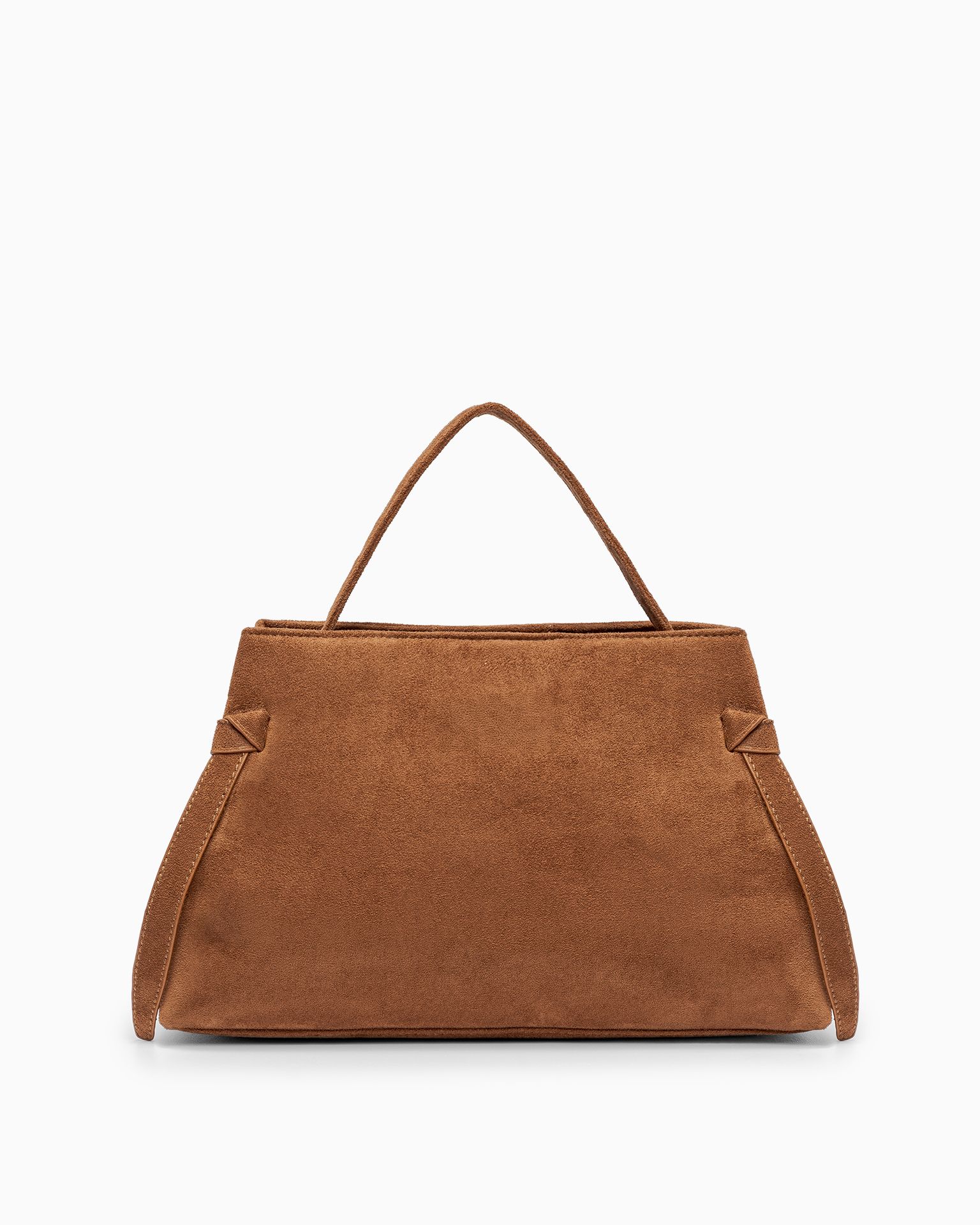 Torebka damska z zamszu ekologicznego na długim pasku brązowa