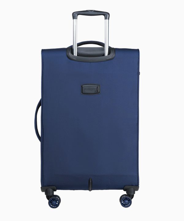 Walizka średnia materiałowa z poszerzeniem granatowa