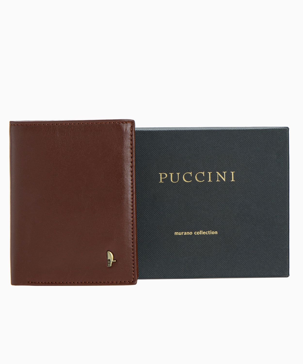 Skórzany brązowy portfel męski z zabezpieczeniem RFID - Sklep Puccini