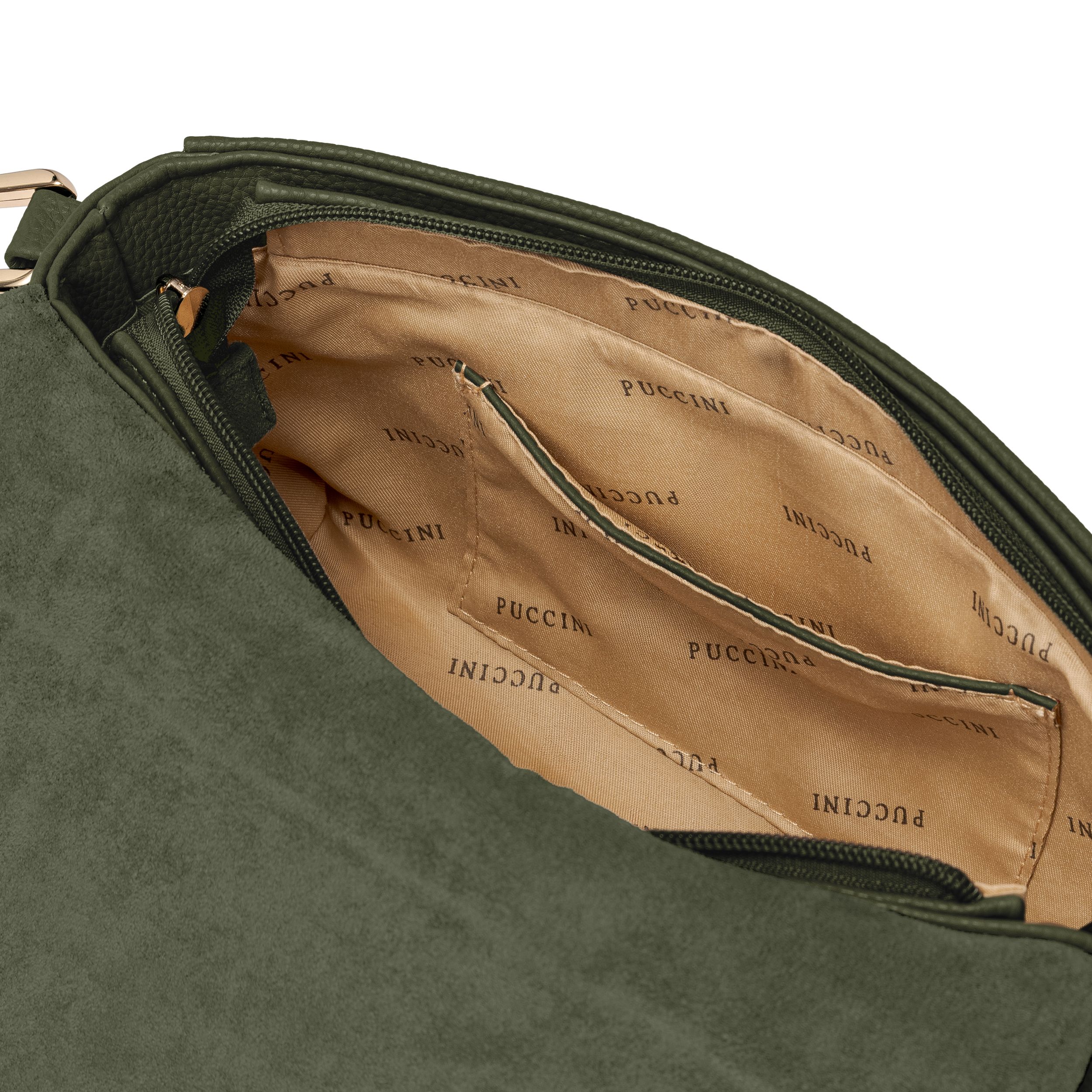 B'z 「GREEN」 Torebka damska crossbody z ekologicznego zamszu zielona