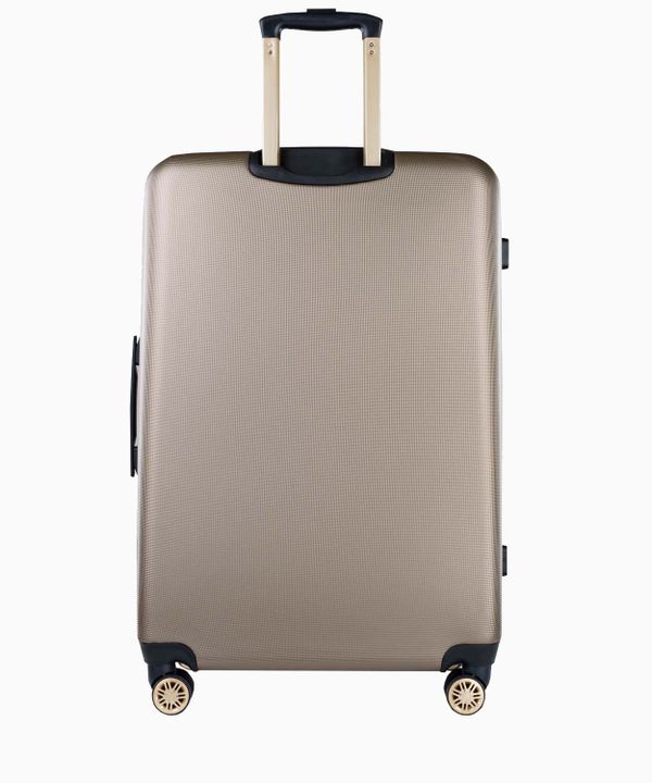 Duża szampańska walizka z eleganckim napisem