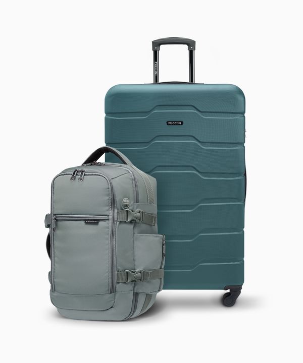 Zestaw duża walizka + plecak wielofunkcyjny do samolotu zielony