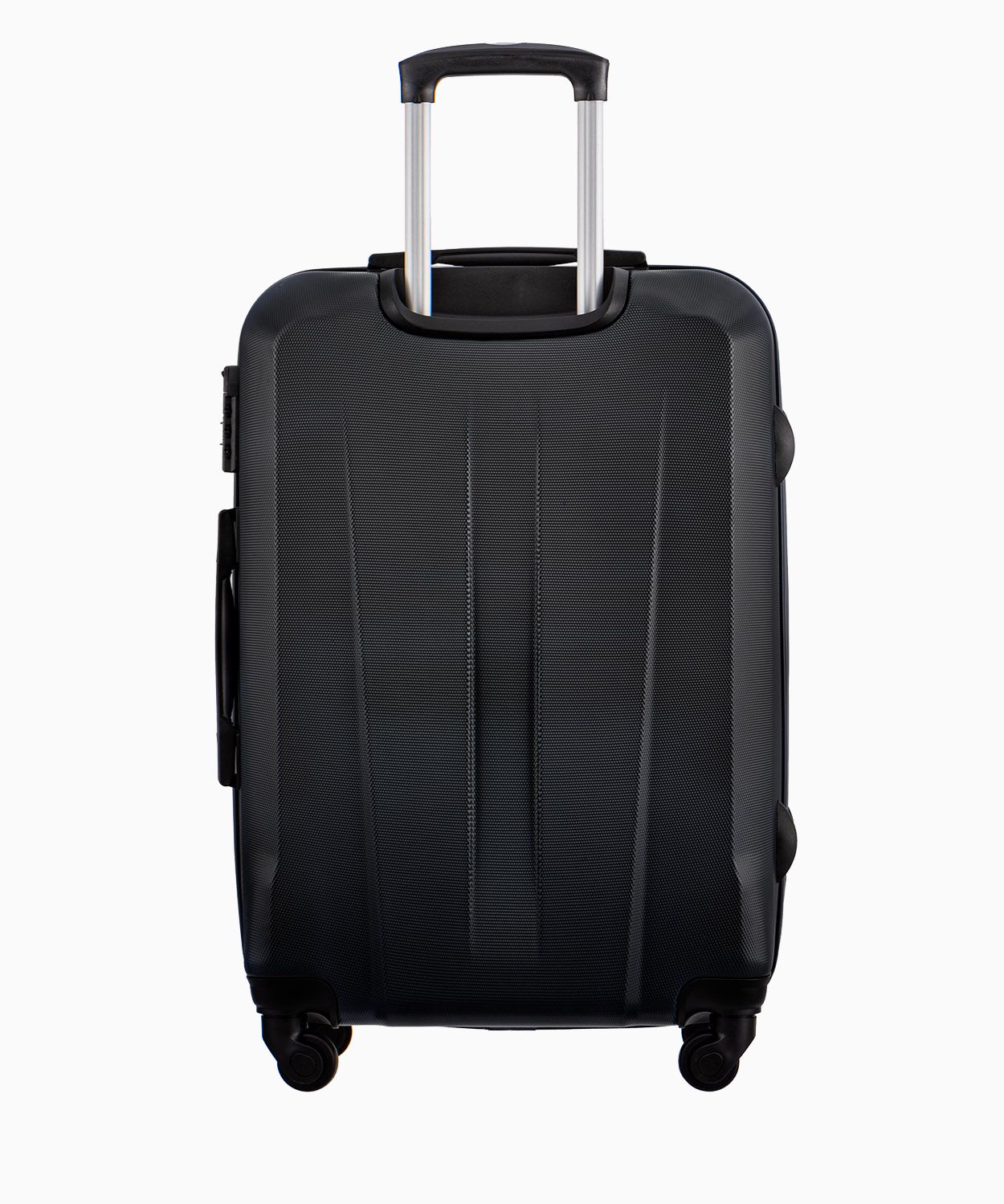 Czarna średnia walizka na czterech kołach