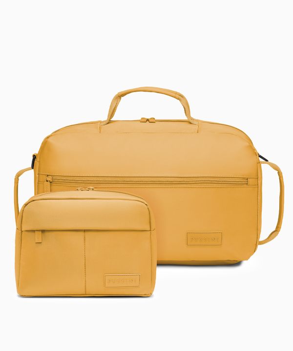 Zestaw torba podróżna + kosmetyczka żółty