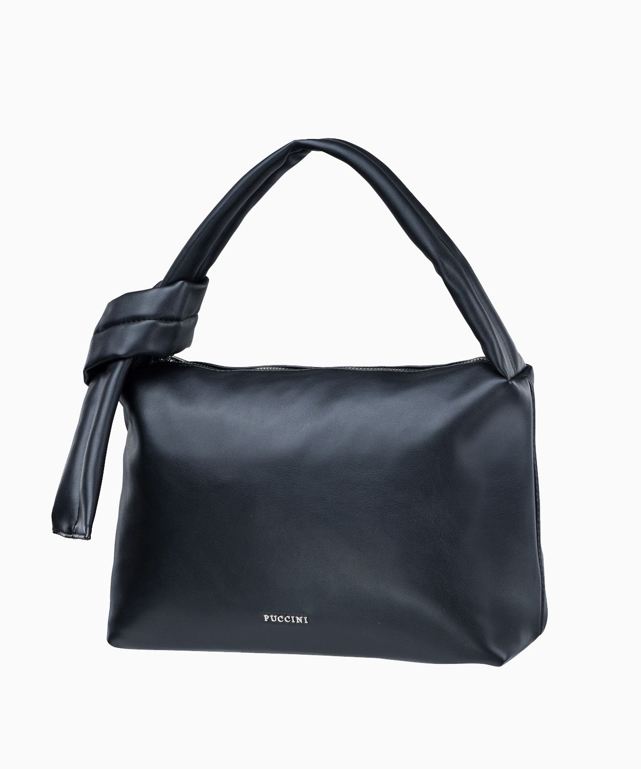 Czarna miękka torebka typu shopper z wiązanym uchwytem