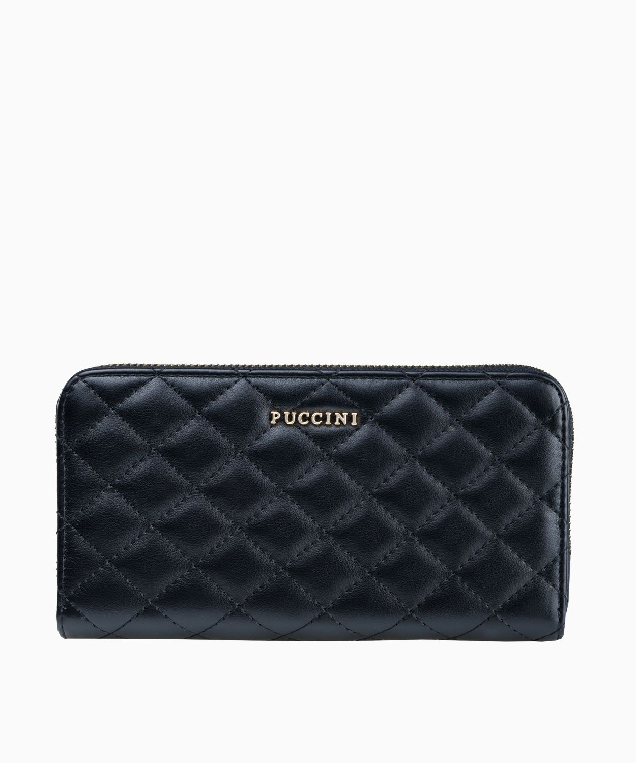 Czarny pikowany portfel damski