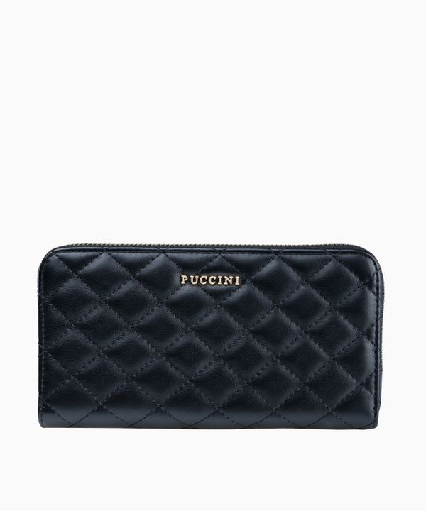 Czarny pikowany portfel damski