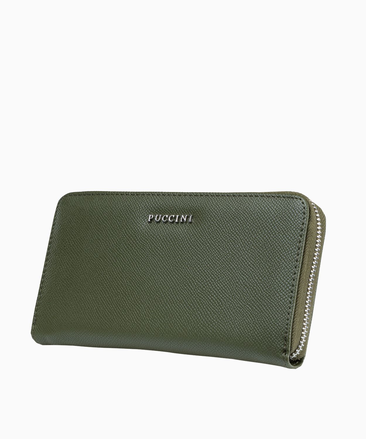 Duży zielony portfel damski ze skóry ekologicznej