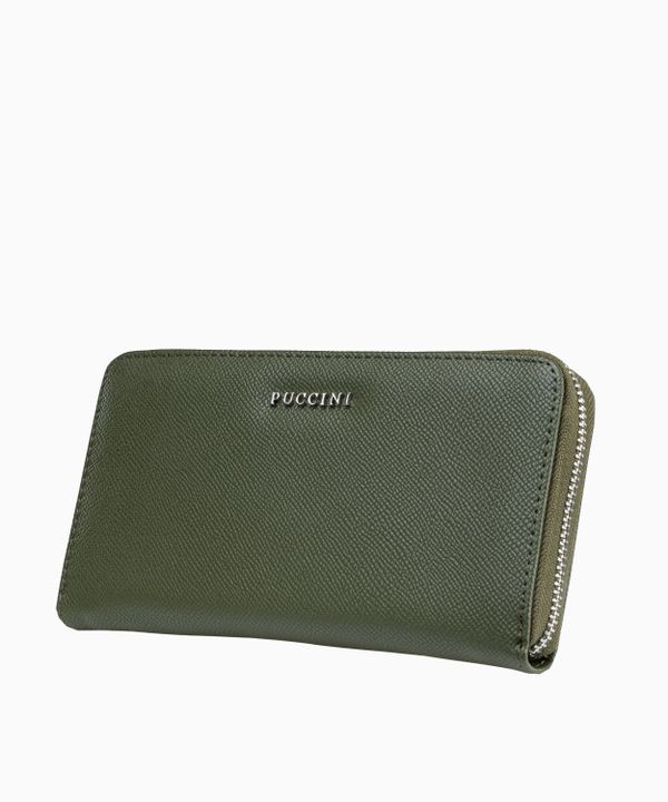 Duży zielony portfel damski ze skóry ekologicznej