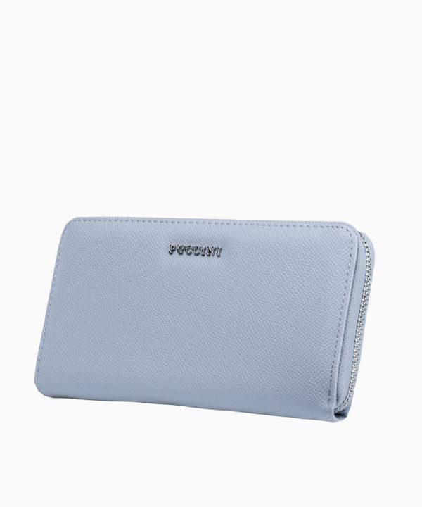 Duży szary portfel damski ze skóry ekologicznej