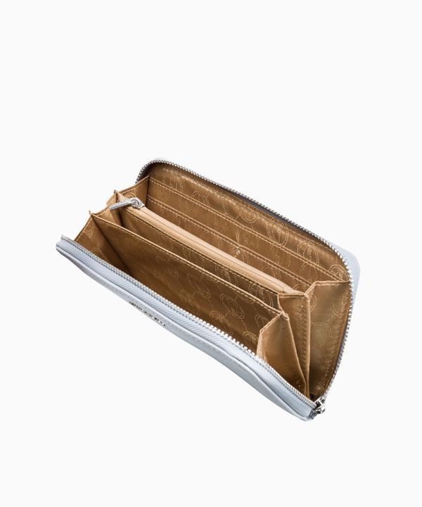 Duży szary portfel damski ze skóry ekologicznej