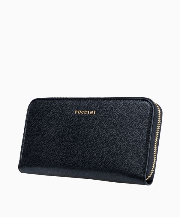 Czarny portfel damski z miejscem na telefon