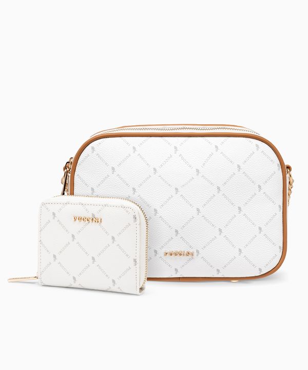 Zestaw torebka damska + portfel damski biały monogram