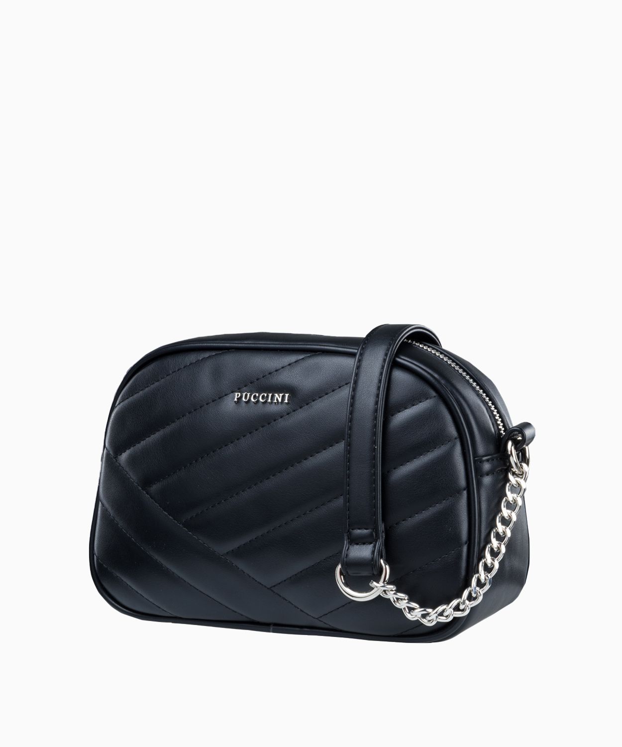 Czarna listonoszka z ozdobnymi przeszyciami na łańcuszkach - Sklep