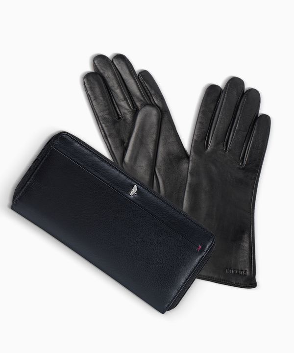 Zestaw portfel damski + rękawiczki skórzane roz. M