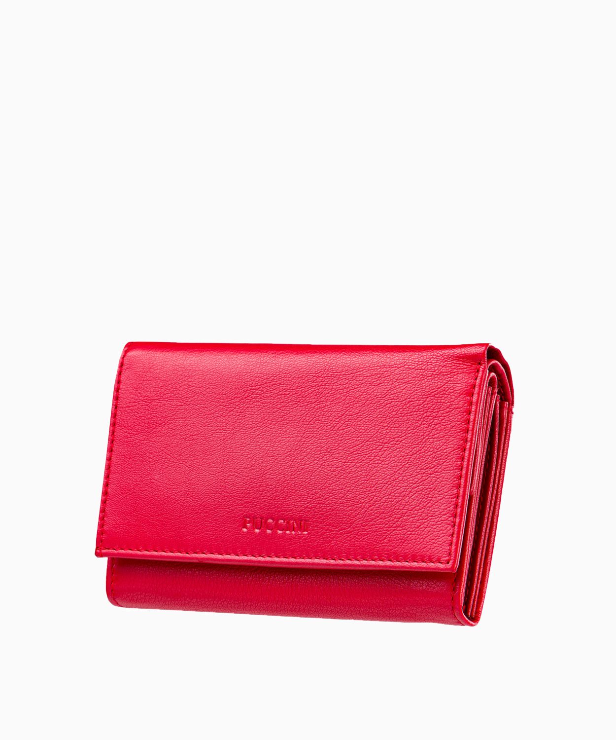 Czerwony portfel damski skórzany na zatrzask Etna 