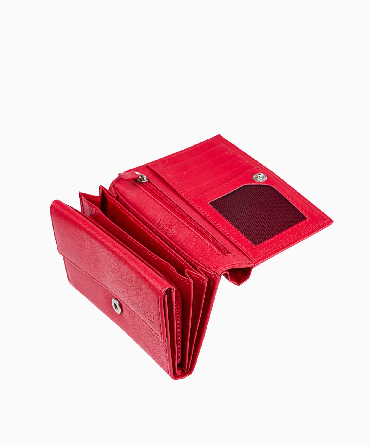 Czerwony portfel damski skórzany na zatrzask Etna 