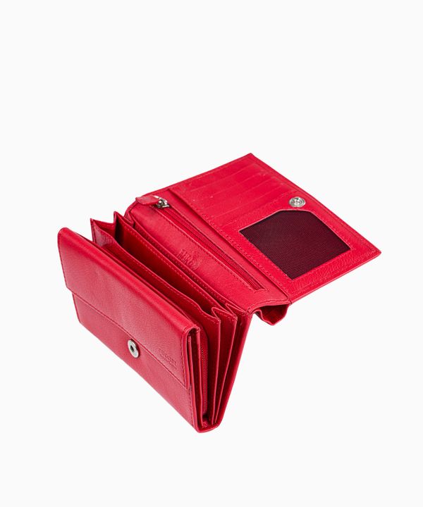 Czerwony portfel damski skórzany na zatrzask Etna