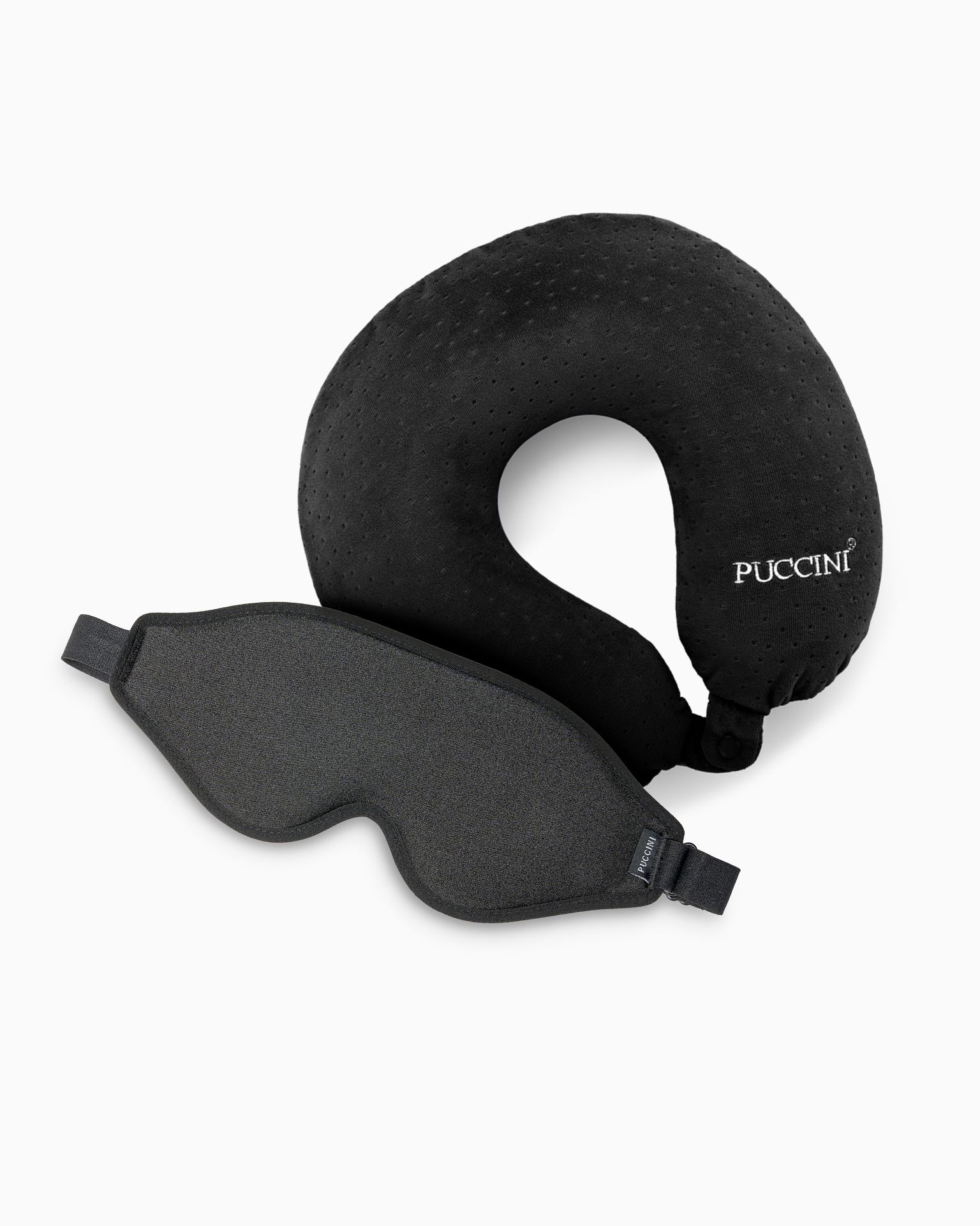 Zestaw opaska na oczy do spania + poduszka podróżna czarna