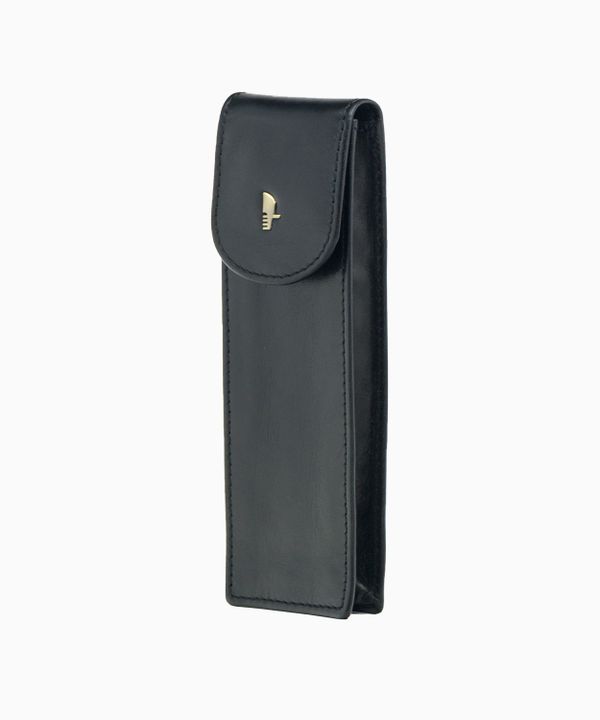 Czarne eleganckie skórzane etui na długopisy