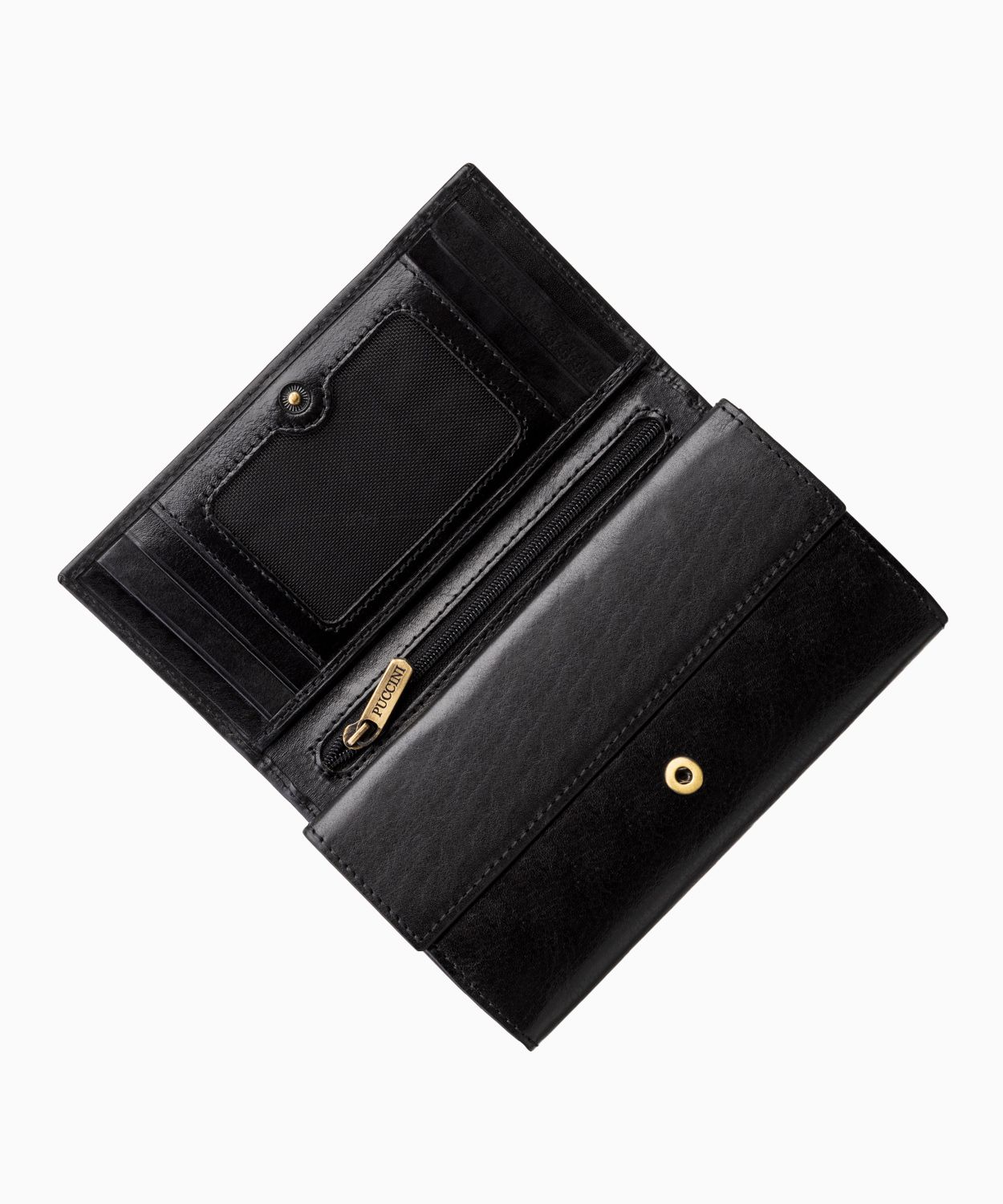 Czarny portfel damski skórzany z zabezpieczeniem RFID