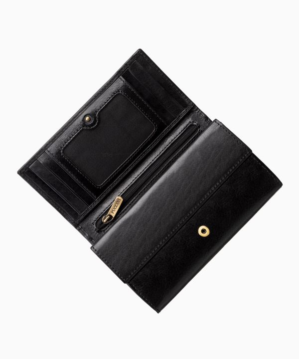 Czarny portfel damski skórzany z zabezpieczeniem RFID