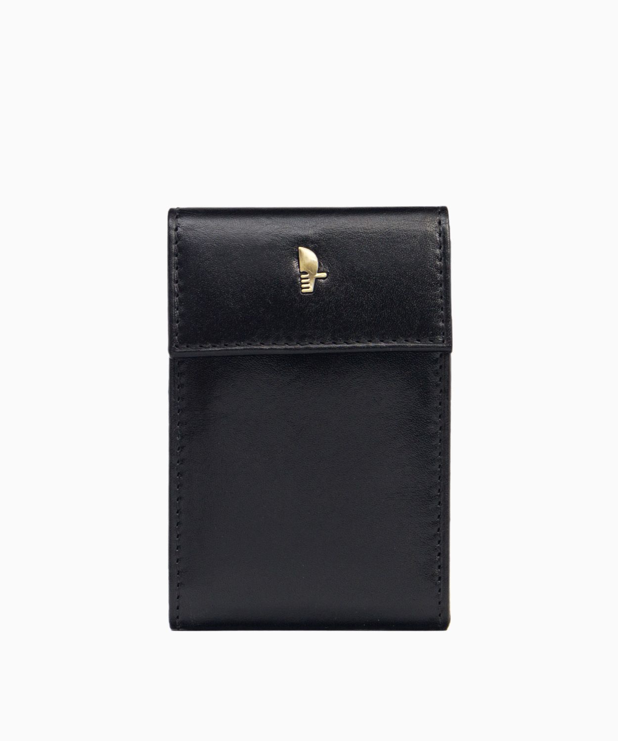 Czarne skórzane rozkładane etui na karty i wizytówki