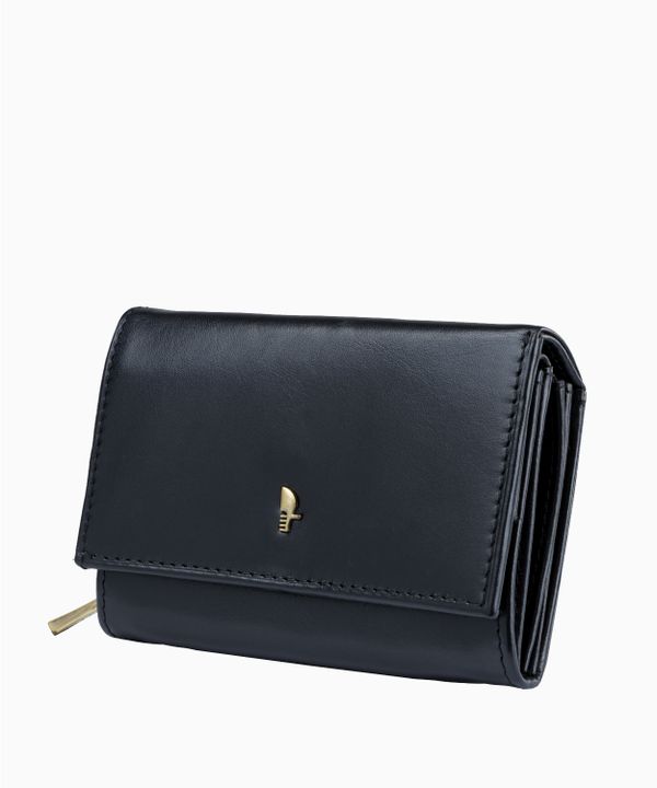 Czarny mały skórzany portfel damski