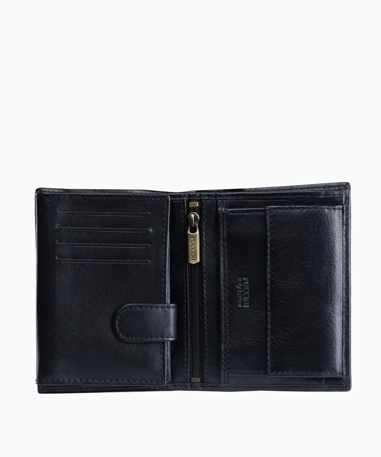 Skórzany czarny portfel męski z zabezpieczeniem RFID