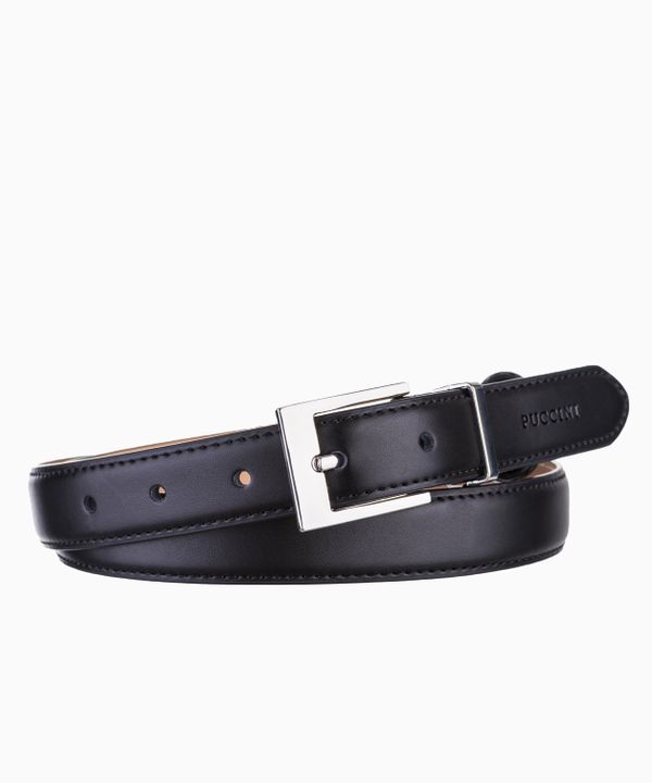 Czarny wąski pasek damski ze skóry naturalnej rozmiar s