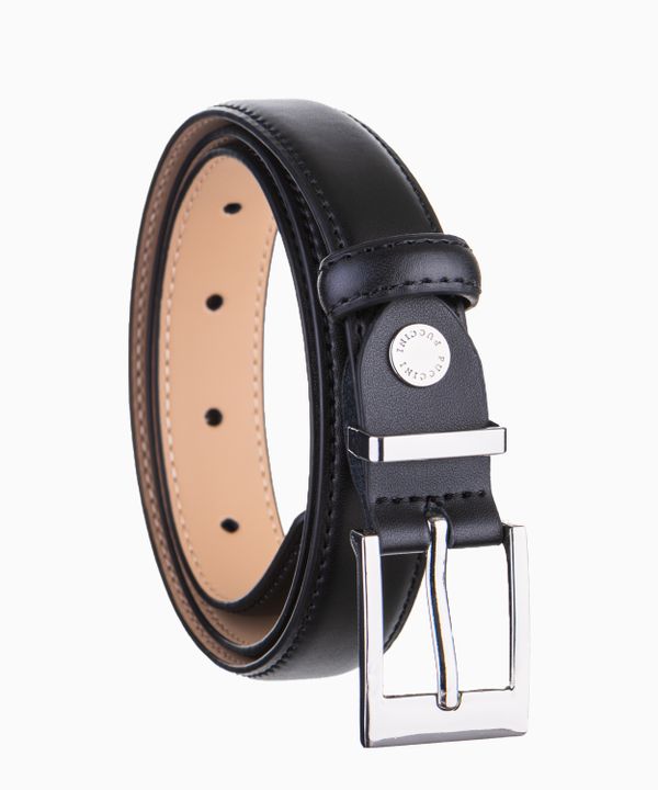 Czarny wąski pasek damski ze skóry naturalnej rozmiar l