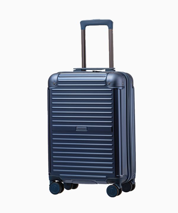 Walizka kabinowa z aluminiowymi narożnikami niebieska