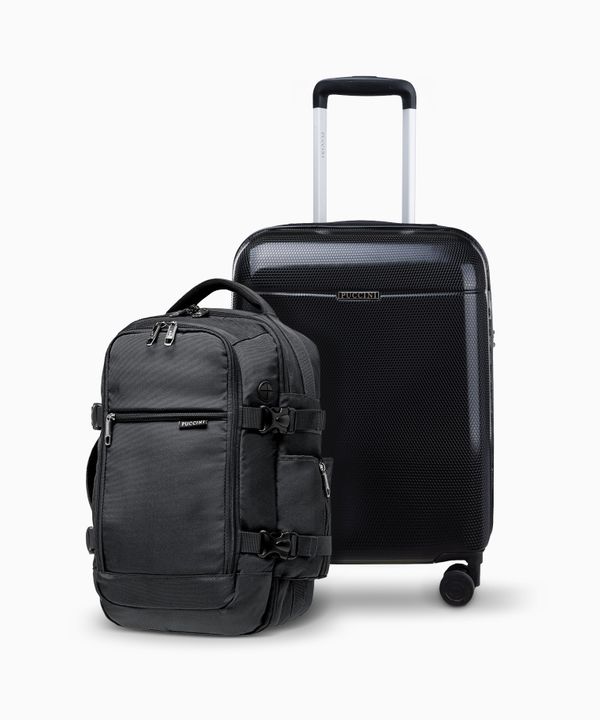 Zestaw kabinowa walizka + plecak wielofunkcyjny do samolotu czarny