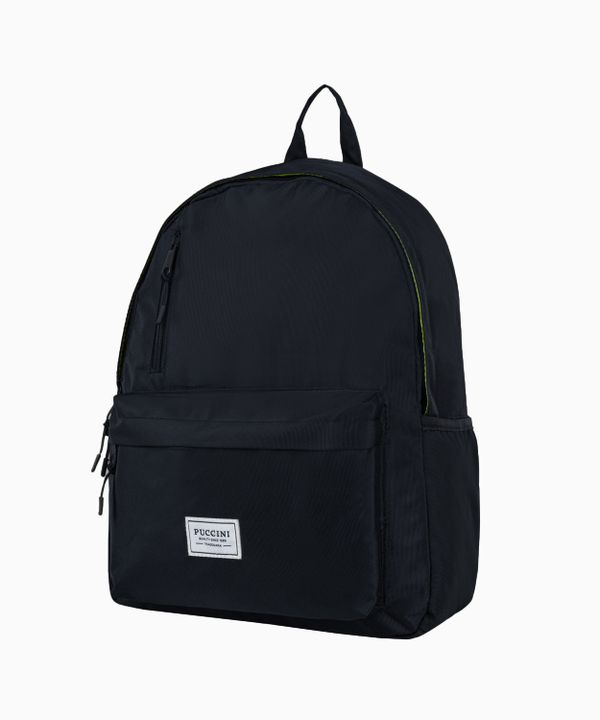 Czarny młodzieżowy plecak z neonową podszewką