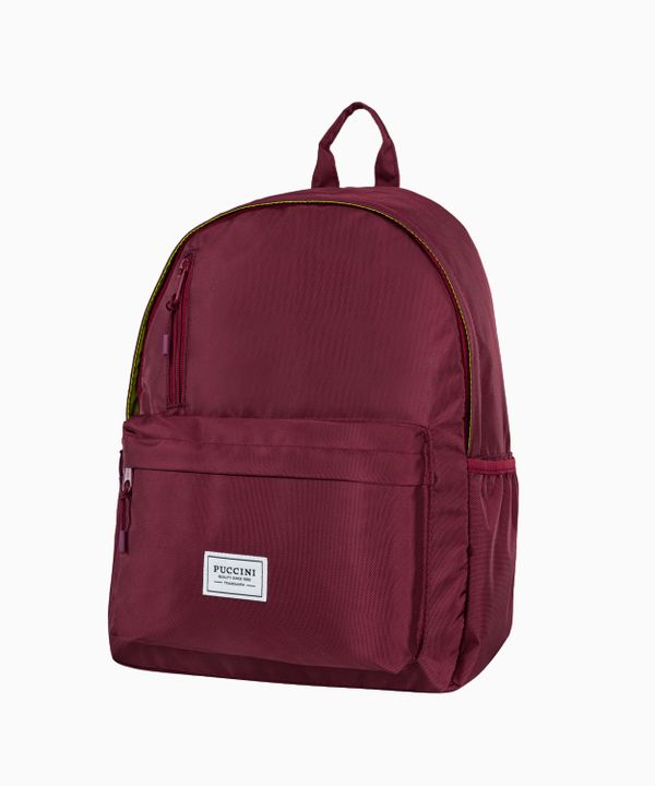Bordowy młodzieżowy plecak z neonową podszewką
