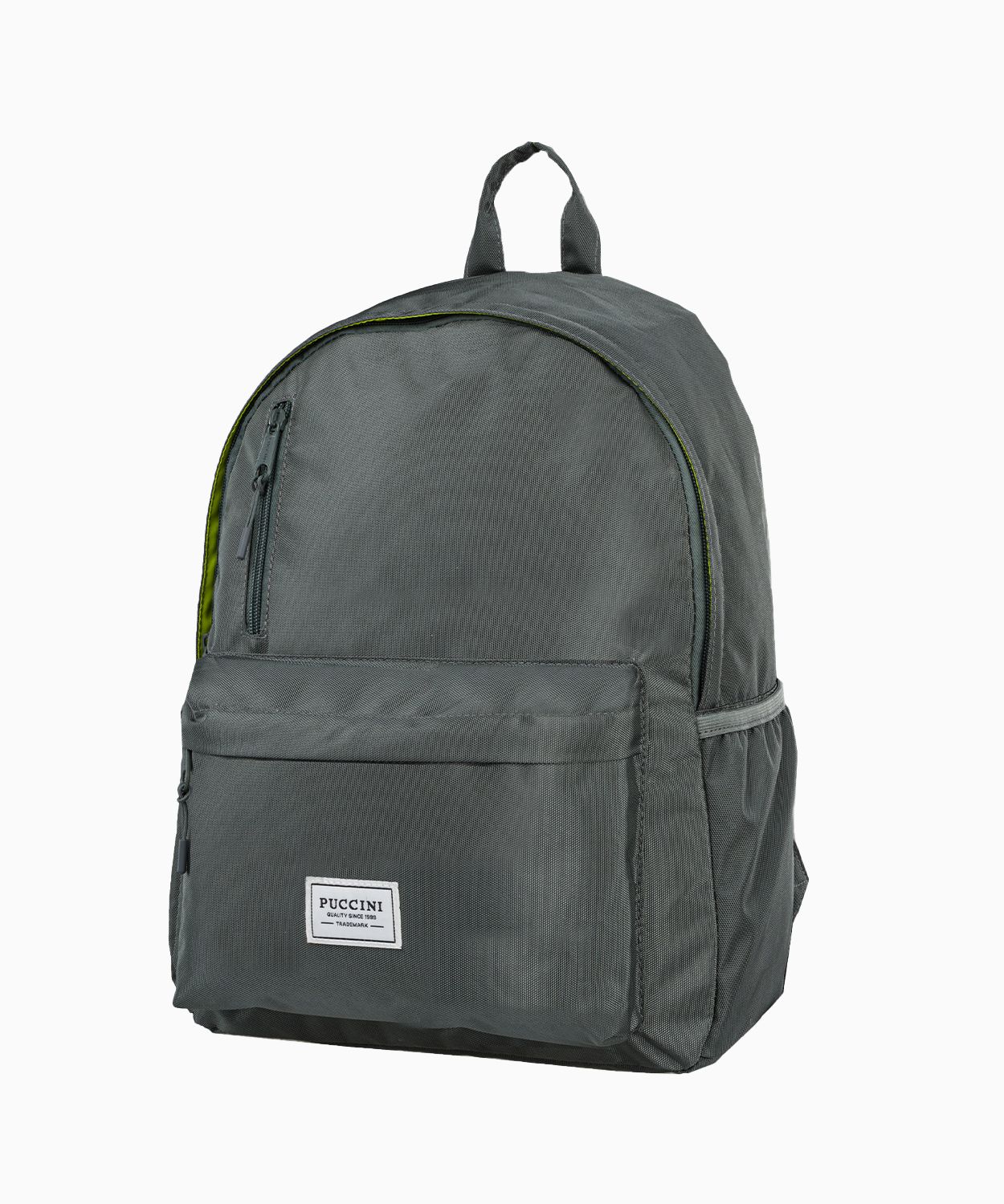 Oliwkowy młodzieżowy plecak z neonową podszewką