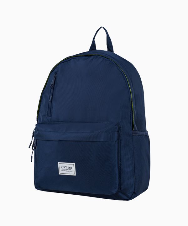 Granatowy młodzieżowy plecak z neonową podszewką