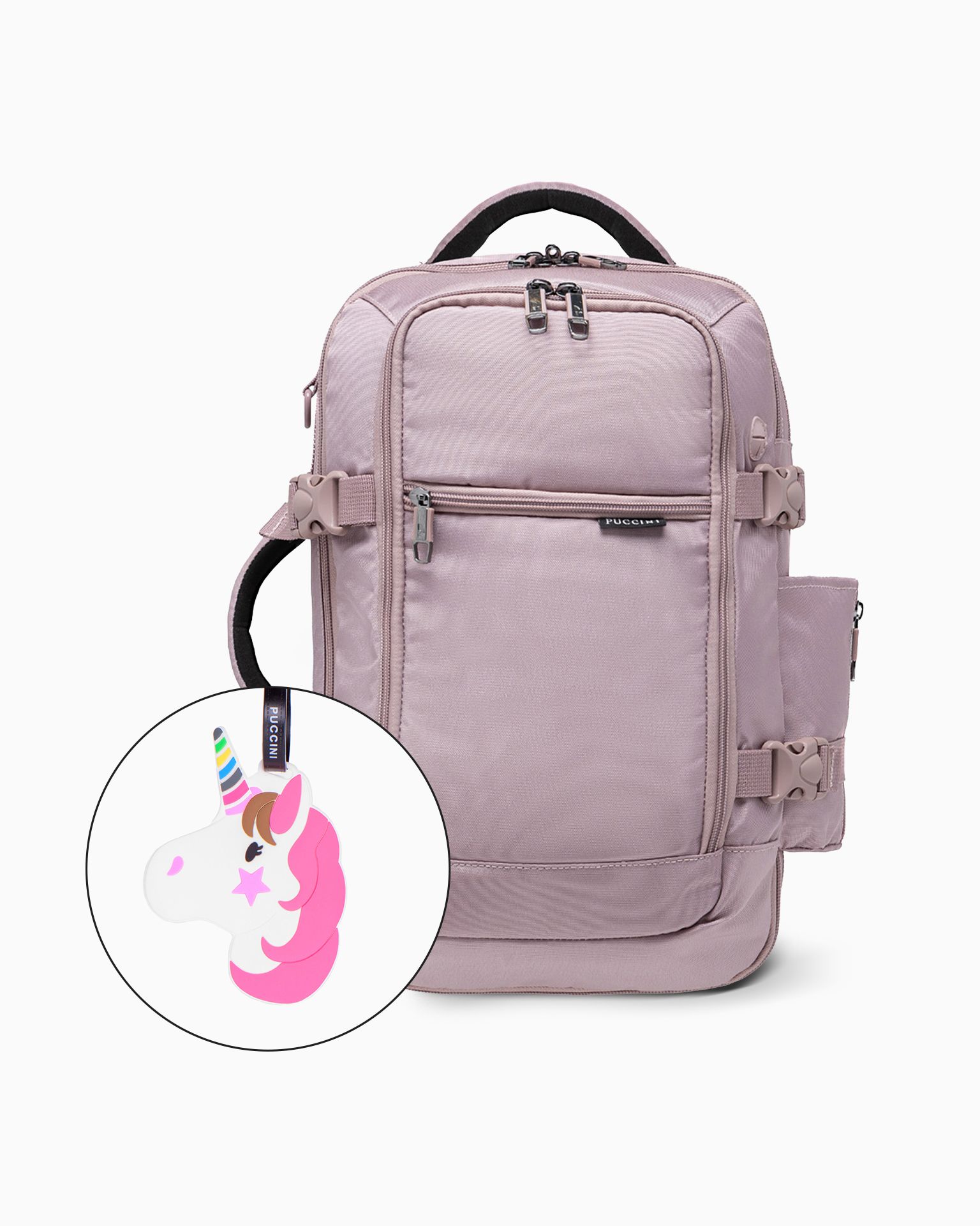 Zestaw plecak do samolotu + identyfikator do bagażu jednorożec