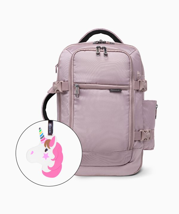 Zestaw plecak do samolotu + identyfikator do bagażu jednorożec