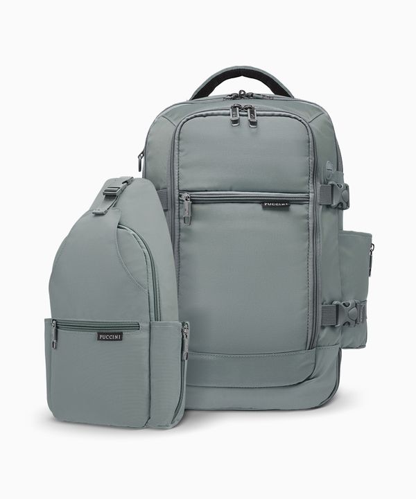 Zestaw plecak wielofunkcyjny do samolotu + sling bag zielony