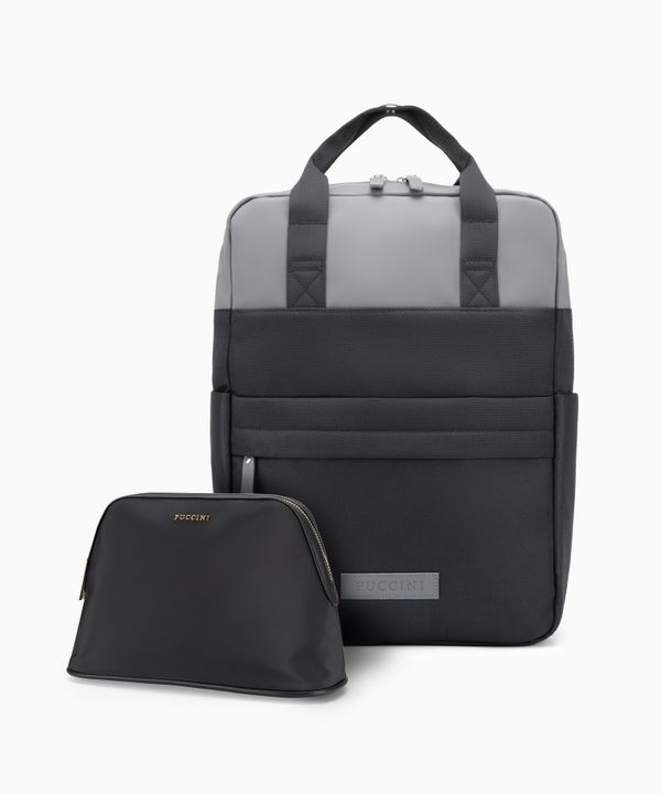 Zestaw kosmetyczka damska + plecak miejski czarny