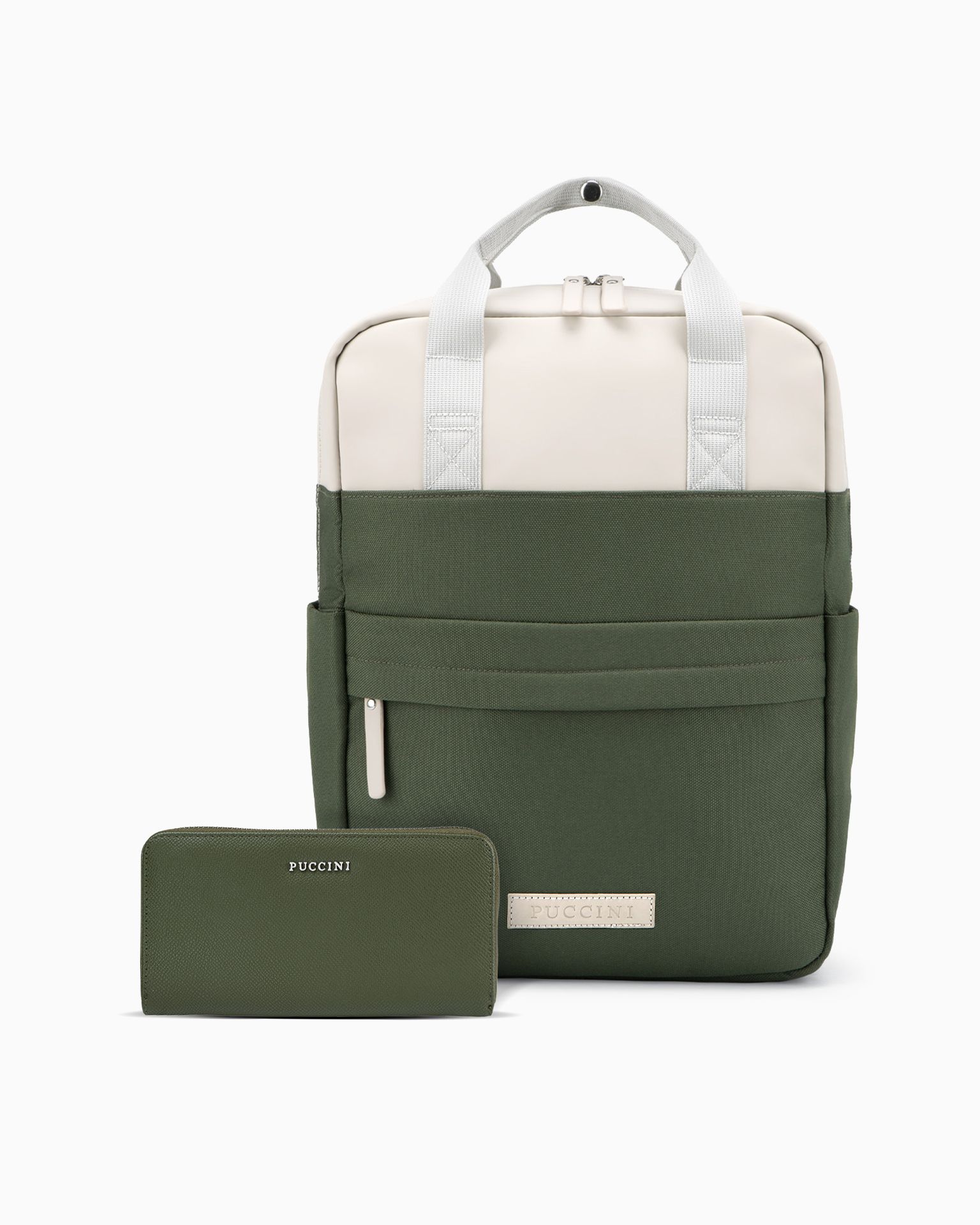 Zestaw portfel damski + plecak zielony