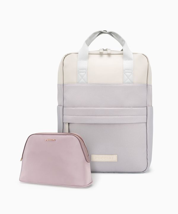 Zestaw kosmetyczka damska + plecak miejski fioletowy