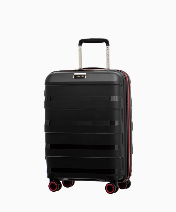 Czarna walizka kabinowa z wodoodpornym zamkiem