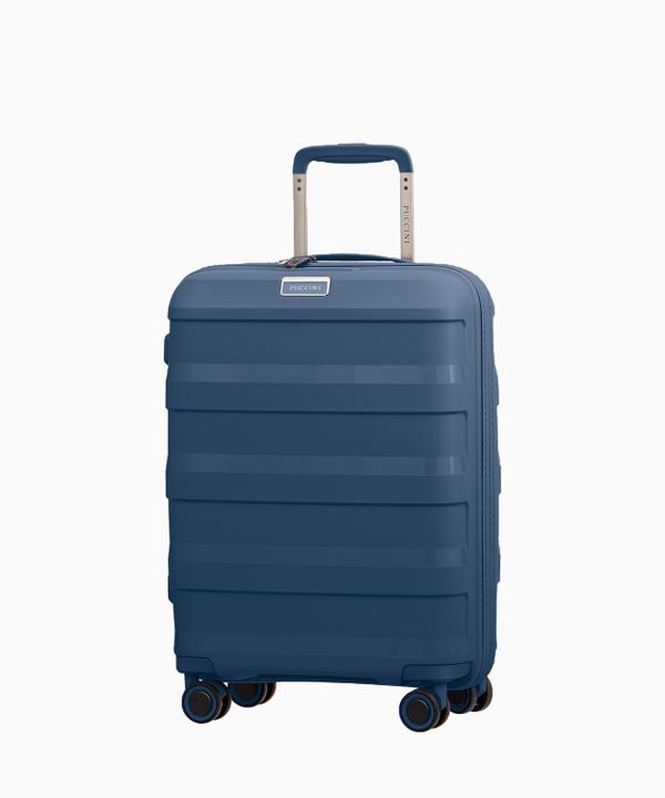 Granatowa walizka kabinowa z wodoodpornym zamkiem