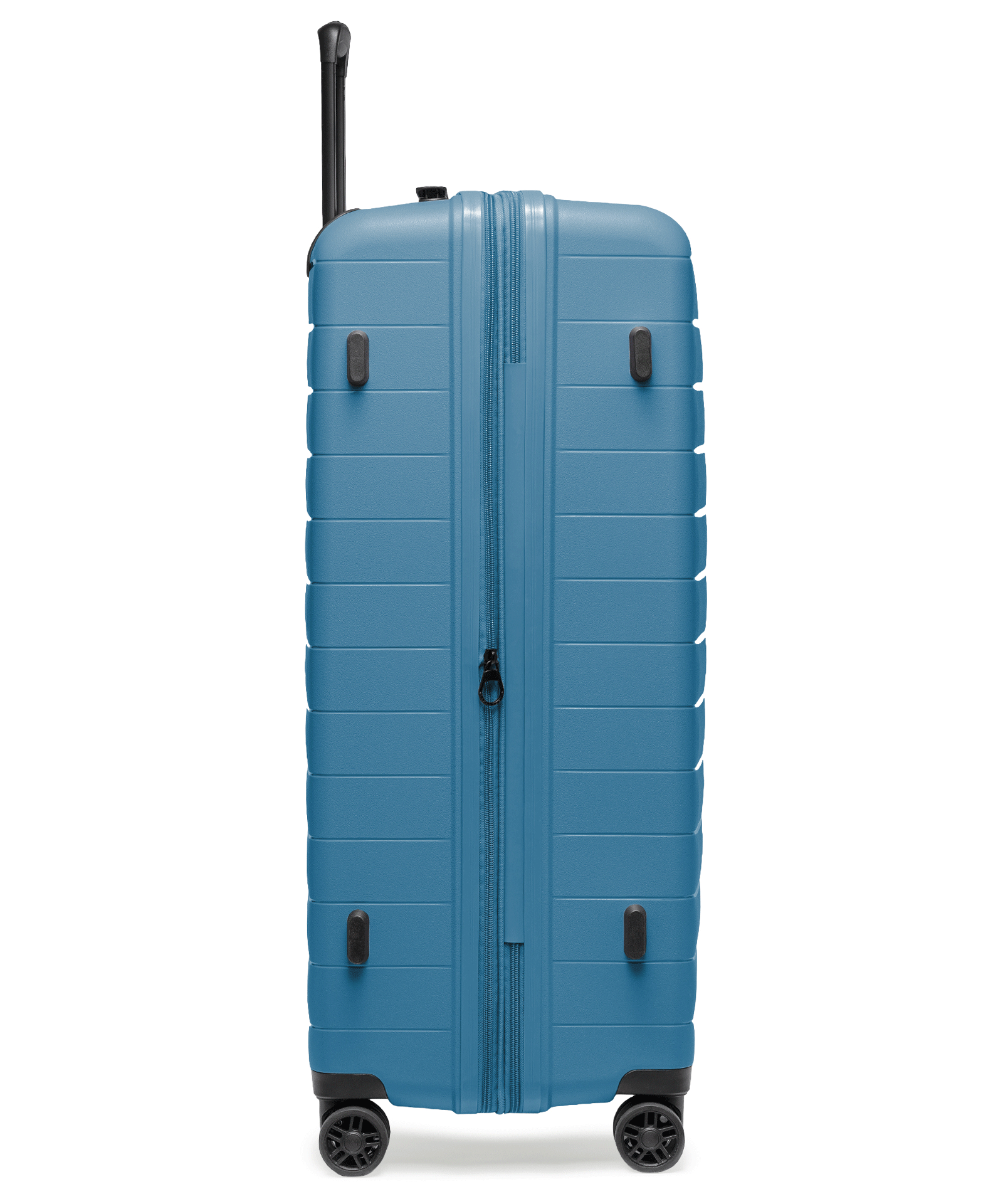 Walizka duża z poszerzeniem z polipropylenu niebieska